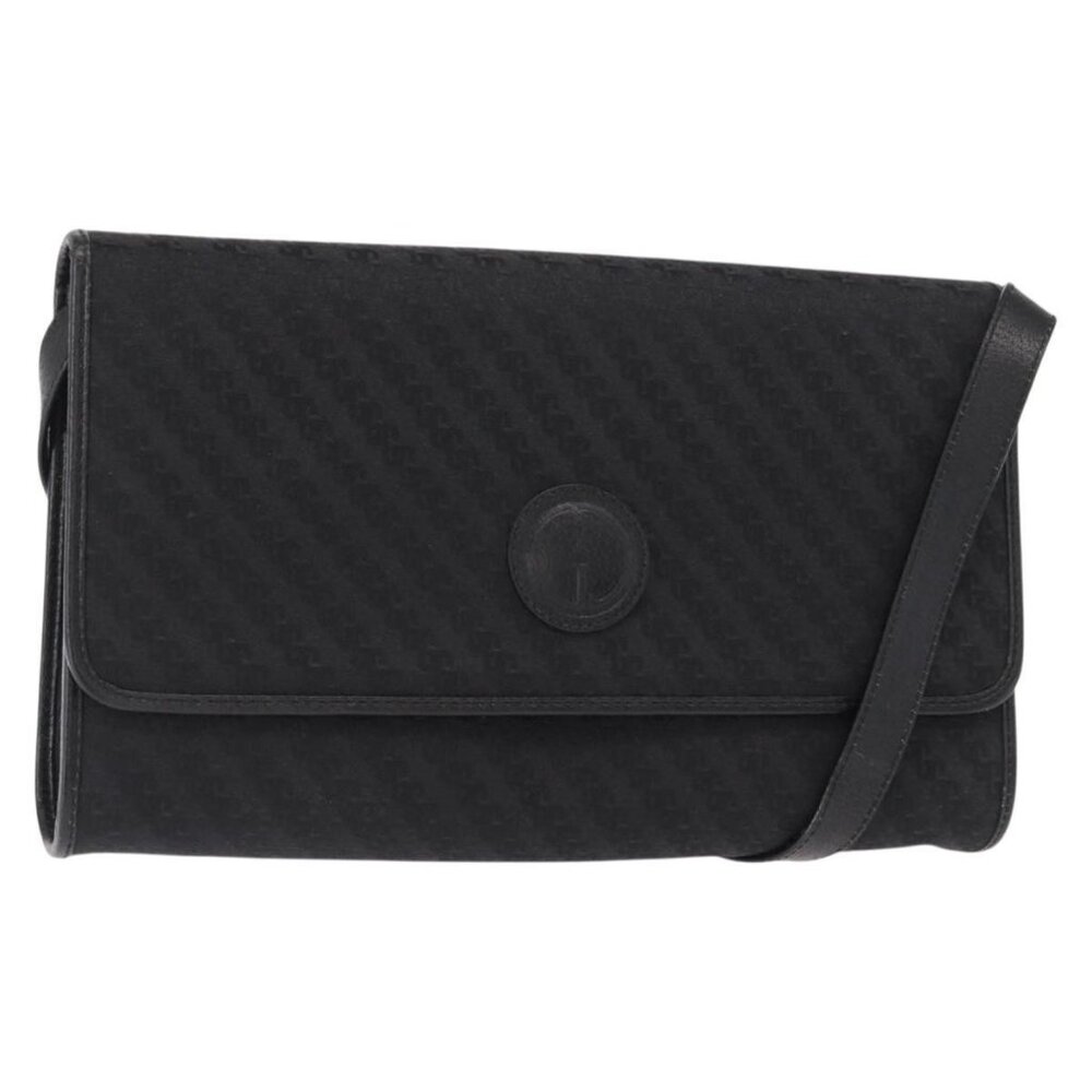 Authentic GUCCI Shoulder Bag Leather Canvas Black Gold 004 115 0289